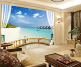 大型海景壁画电视背景墙壁纸卧室沙发贴画无缝整张墙布3D立体墙纸