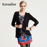 Koradior/珂莱蒂尔正品韩版夏季网纱修身气质长袖时尚印花连衣裙