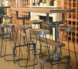 美式吧台桌椅复古实木酒吧高凳吧台桌椅组合家用高吧台桌吧椅咖啡