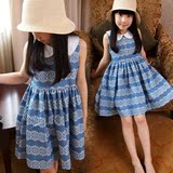 童装夏装2016新款中大童娃娃领公主裙子韩版儿童背心裙女童连衣裙