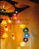 彩色藤球灯 个性木皮灯 鱼形木皮灯 造型吊灯 儿童房装饰灯