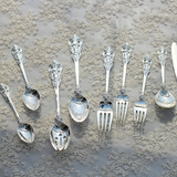 北欧式宫廷西餐刀叉勺套装西餐刀 叉子 勺子汤勺合金包银创意餐具