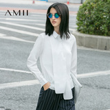 衬衫女装Amii旗舰店2016秋装新长袖翻领个性搭片大码上衣艾米品牌