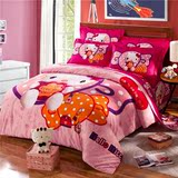 女孩儿童被套床单四件套床上用品卡通加厚纯棉磨毛粉色公主可爱