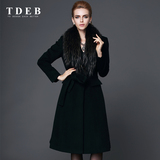 TDEB2016春装新款欧美高端修身毛领羊绒大衣女装毛呢外套女士正品
