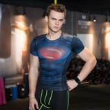 春夏男士超人运动训练紧身衣弹力速干圆领透气短袖t恤跑步健身服