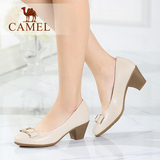 Camel骆驼女鞋 夏季新款时尚优雅水染羊皮小圆头高跟单鞋