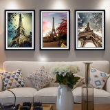 巴黎埃菲尔铁塔装饰画 有框欧式建筑风景现代客厅餐厅卧室挂画