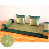 德馨亭绿竹叶中式罗汉床垫棕垫五件套红木沙发坐垫实木椅垫靠垫