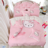 韩式儿童纯棉床罩床裙式公主四件套全棉猫咪卡通1.8/1.5m床上用品
