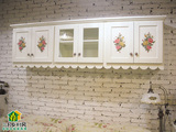 实木白色田园风格韩式美式手绘家具彩绘玫瑰花吊柜厨房壁柜存储柜