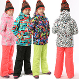 GSOU SNOW儿童滑雪服套装 女童炫彩多色套装滑雪衣防风防水加厚