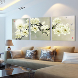 白玉兰花卉卧室装饰画 现代客厅无框画沙发背景墙壁家和富贵挂画