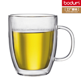 Bodum波顿 耐热透明双层玻璃杯带把水杯意式浓缩拿铁咖啡牛奶杯子