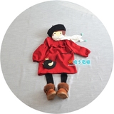 A1063韩版女童2015秋冬原单羊绒呢子连衣裙  加绒加厚  配小鸟包