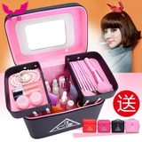 3ce化妆包 韩国专业大容量化妆箱防水化妆品收纳包手提带镜子包邮