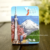 外贸原单 世界旅游纪念日本富士山创意手绘树脂冰箱贴磁贴收藏