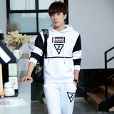 秋装长袖运动套装男士2016新款卫衣大码青少年学生韩版修身棒球服
