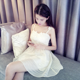 夏季女装韩版修身收腰欧根纱白吊带裙短裙甜美连衣裙无袖性感裙子