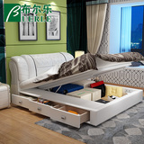 布尔乐家具软体床欧式 皮艺床1.8米单双人床真皮床婚床送货安装