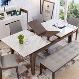 北欧大理石餐桌小户型现代简约伸缩实木餐桌椅组合家用长方形饭桌