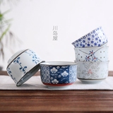 川岛屋日式和风五色米饭碗餐具套装 青花云祥陶瓷汤碗小碗5个入