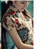 麻棉旗袍上衣 中国风女装夏装 唐装民族风 中式改良亚麻短袖上衣