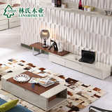聚林氏木业简约现代可伸缩电视柜茶几组合 套装客厅成套家具KN183