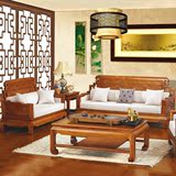 热卖现代中式全实木雕花沙发双人组合客厅红椿木御品布艺沙发千佳