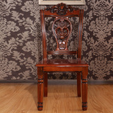 心意 美式实木餐椅 欧式复古怀旧座椅 雕花镂空技术