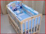 多功能婴儿床实木带护栏带滚轮男孩女孩儿童床无漆送蚊帐可变书桌