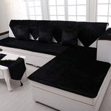 毛绒沙发垫布艺坐垫实木沙发垫子防滑沙发套巾罩简约现代定做黑色