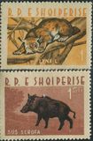 SH0944阿尔巴尼亚1962动物猞猁野猪2新轻贴