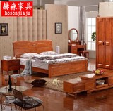 全纯实木床1.5米成人单人床 双人床1.8米 橡木大人床 婚床