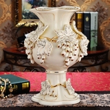 欧式客厅花瓶摆件 景德镇陶瓷复古花瓶花插摆件 精品干花花瓶大号