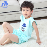 莫代尔棉男童宝宝卡通时尚韩国短袖t恤a类中大童夏季无袖汗衫内衣
