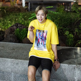 韩国东大门正品男装代购16夏OVERSIZE大码色彩贴图照片短袖T恤