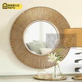 75厘米圆形美式风格壁炉镜子装饰镜玄关镜浴室镜简约金色银色