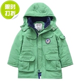2014外贸男童装新款冬装儿童中长款韩国PP小熊款保暖休闲棉衣外套