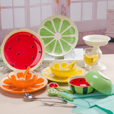 特价创意可爱陶瓷餐具手绘水果碗釉下彩日式碗碟盘勺套装  甜品碗