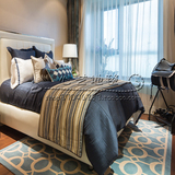 地中海风格蓝色现代几何图案抽象地毯简约时尚客厅卧室床尾边地垫