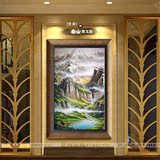 手绘油画欧式树林抽象风景聚宝盆高山流水大山酒店客厅玄关装饰画