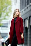 2015秋冬新款女纯手工缝制中长款 A版高端双面羊绒羊毛外套呢大衣
