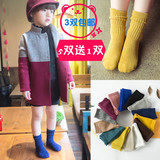 春夏季韩版纯棉儿童袜子可爱女童堆堆袜纯色婴儿长筒袜1-3-6-10岁