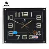 富达中式夜光挂钟 方形客厅办公室静音时钟挂表简约创意石英钟表