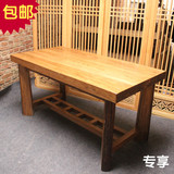 榆木家用饭桌子复古全实木餐桌椅6人长方形小户型客厅原木快餐桌