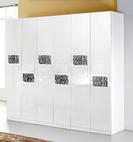 现代简约卧室家具储物柜 白亮光烤漆衣柜五门时尚新款衣柜 特价