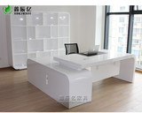 北京办公家具白色烤漆老板桌时尚大班台简约现代总裁办公桌组合