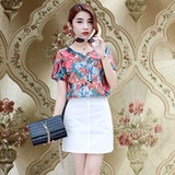 夏季新款潮韩版时尚印花百搭女式套装修身显瘦气质两件套裙馨包邮