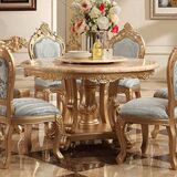 欧式餐桌天然大理石餐桌 实木餐桌椅组合法式餐桌 卧室配套组合